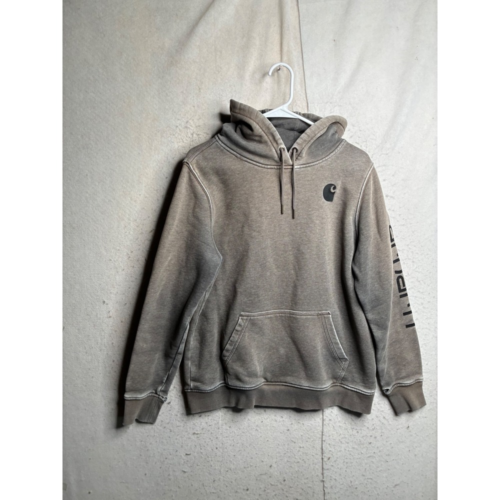 Carhartt Boys Relaxed Fit Logo Hoodie Brown Gray Faded Sweatshirt L 12/14 102791